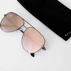 Quay High Key Gunmetal Rose Aviator Sunglasses 🕶